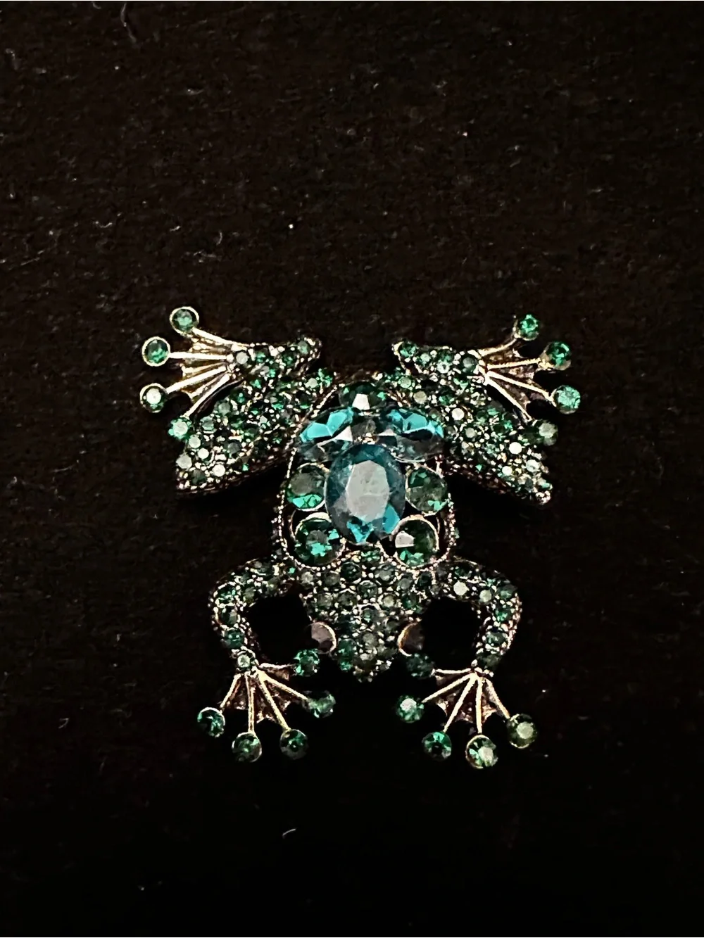 Emerald Green Glass ornate Large Frog Brooch/Pin - Women Jewelry